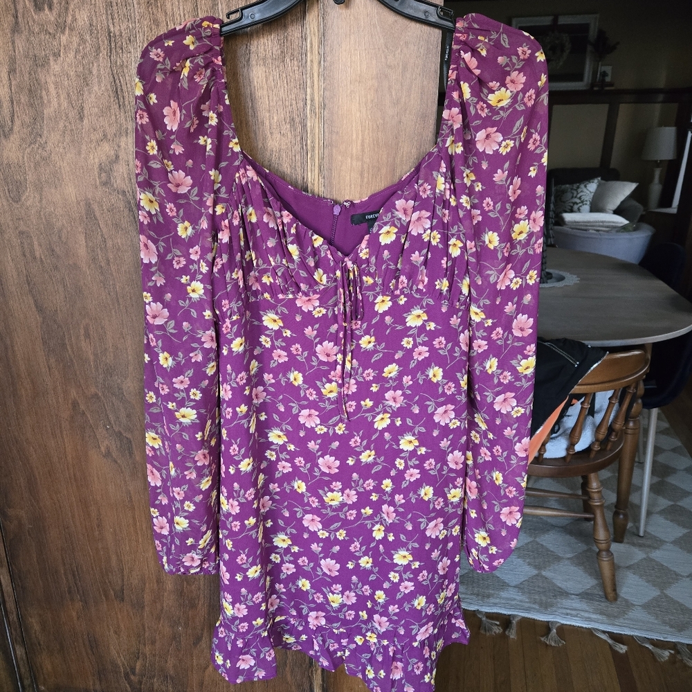 Forever 21 Floral Mini Dress - Purple